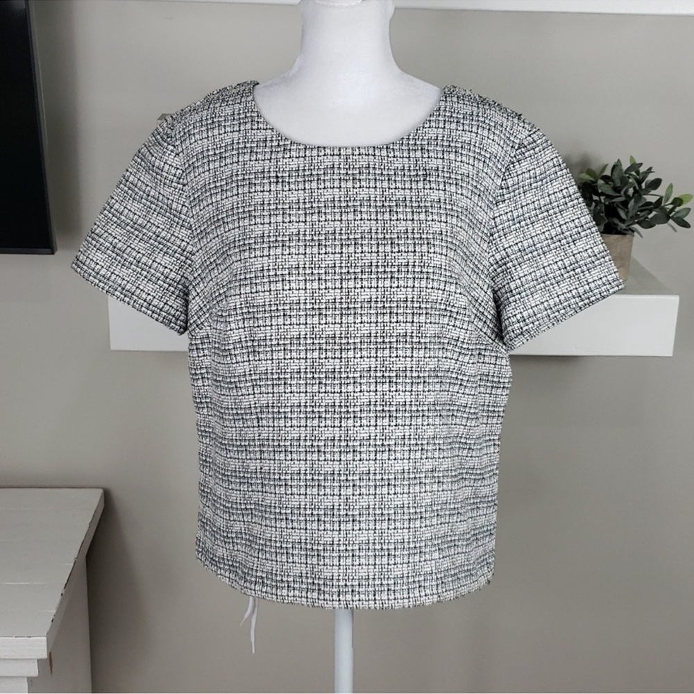 Express Short Sleeve Tweed Top